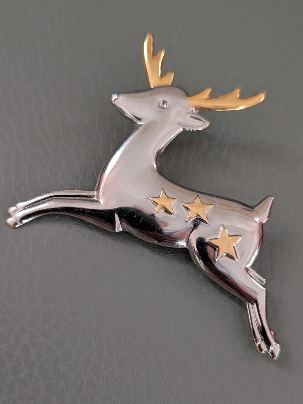 Vintage Hallmard CDS Leaping Reindeer Brooch